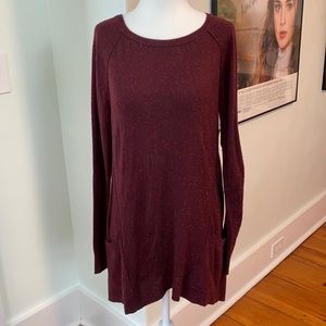 Caslon Maroon Confetti Tunic Sweater